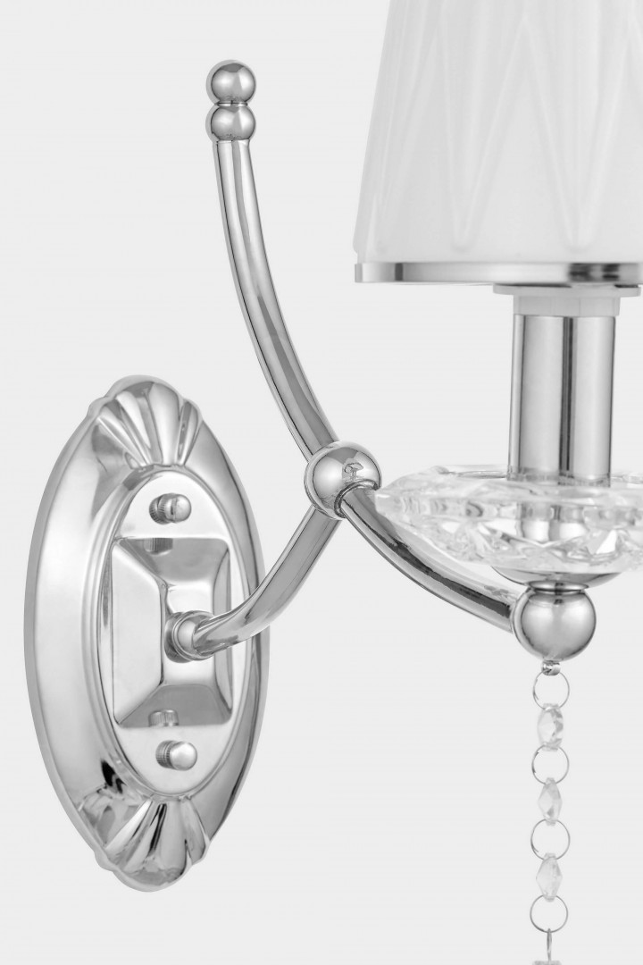 KINKIET LAMPA ŚCIENNA KRYSZTAŁOWA CHROM DOMINNI W1 LUMINA DECO