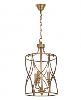 Lampa wisząca sufitowa złota szczotkowana Elmont W3 Lumina Deco na białym tle, dekoracyjna forma w klasycznym stylu