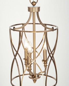 Lampa wisząca sufitowa złota szczotkowana Elmont W3 Lumina Deco na białym tle, dekoracyjna forma w klasycznym stylu