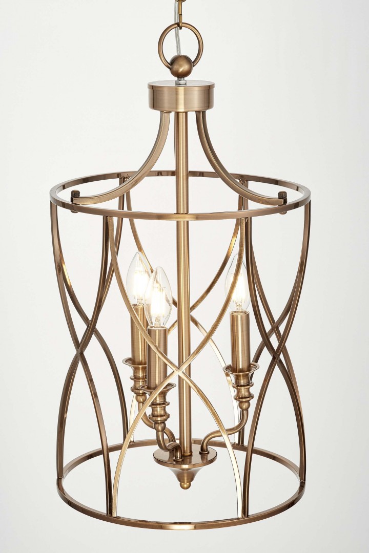 Lampa wisząca złota szczotkowana Elmont W3 Lumina Deco z ozdobną ramą, stylowe oświetlenie do domu