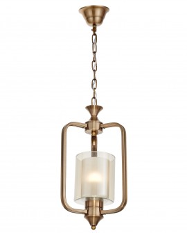  Lampa wisząca ATLANTA W1 w stylu loft, złota szczotkowana z szklanym kloszem, idealna do nowoczesnych wnętrz, dodająca ciepła