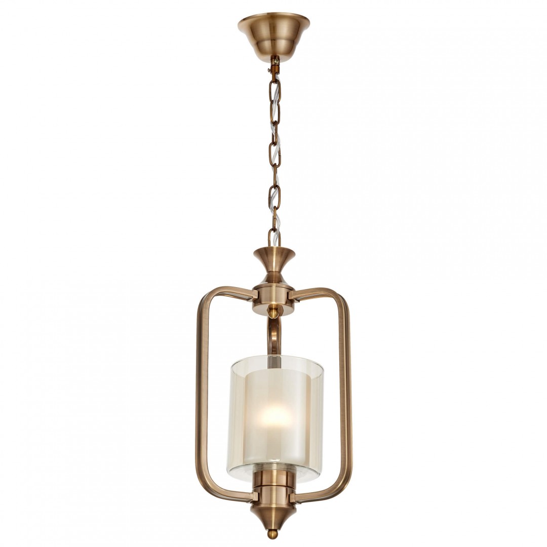  Lampa wisząca ATLANTA W1 w stylu loft, złota szczotkowana z szklanym kloszem, idealna do nowoczesnych wnętrz, dodająca ciepła