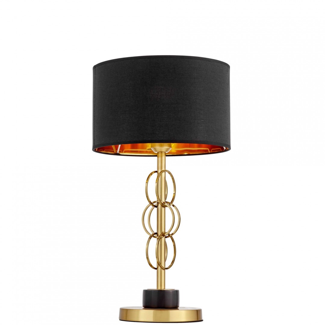 Lampa stołowa glamour czarno-złota szczotkowana Azzaria – klosz czarny i złota podstawa