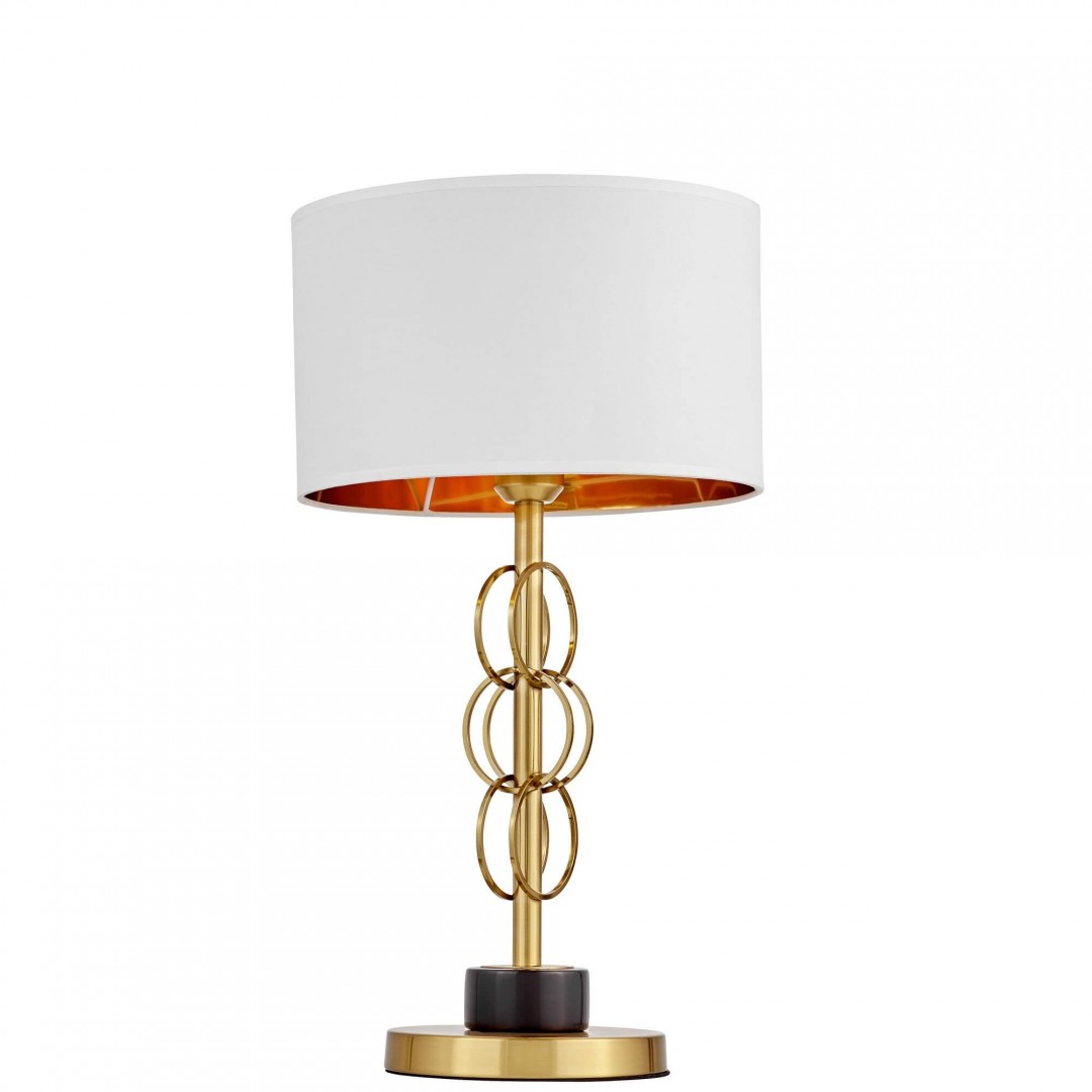 lampa stołowa glamour biało złota szczotkowana azzaria lumina deco na białym tle