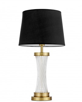 lampa stołowa glamour czarno-złota szczotkowana Villanova Lumina Deco z czarnym abażurem