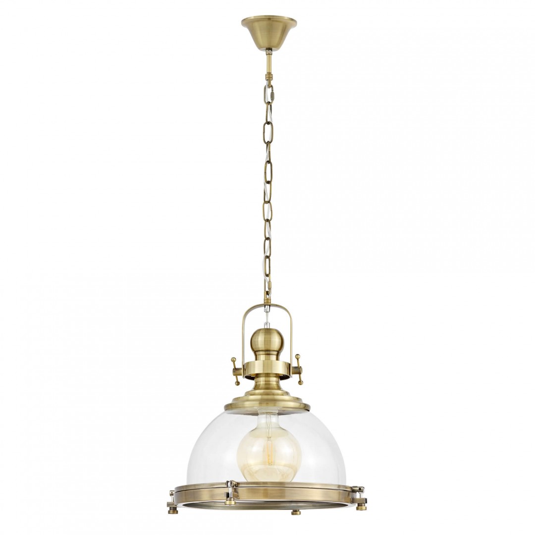 Lampa wisząca FALCO marki Lumina Deco z mocowaniem w kolorze złota szczotkowanego i przezroczystym szklanym kloszem