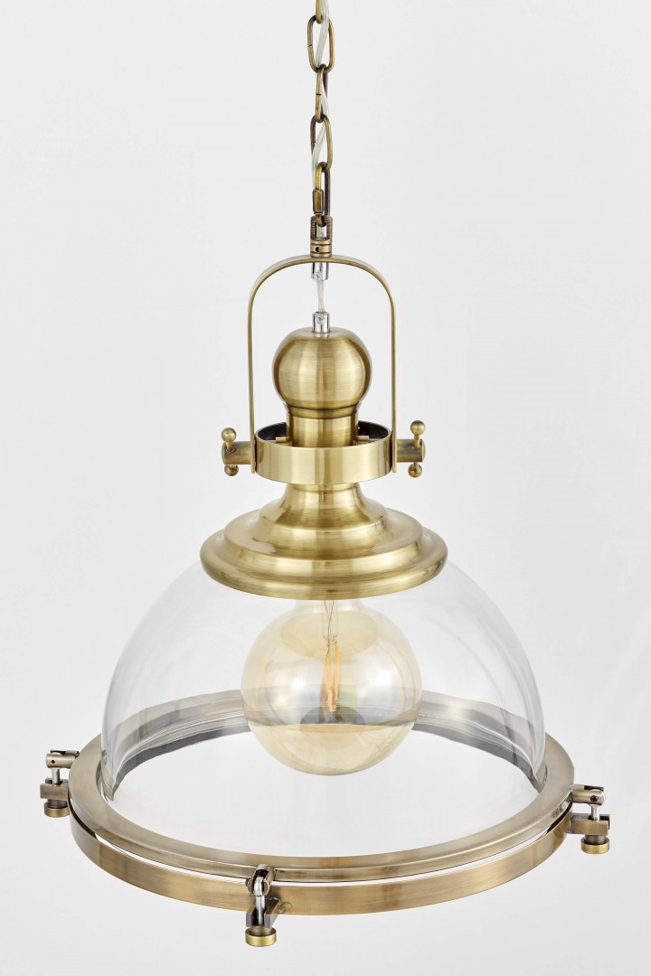 Szklany klosz lampy wiszącej FALCO w oprawie w kolorze złota szczotkowanego Lumina Deco