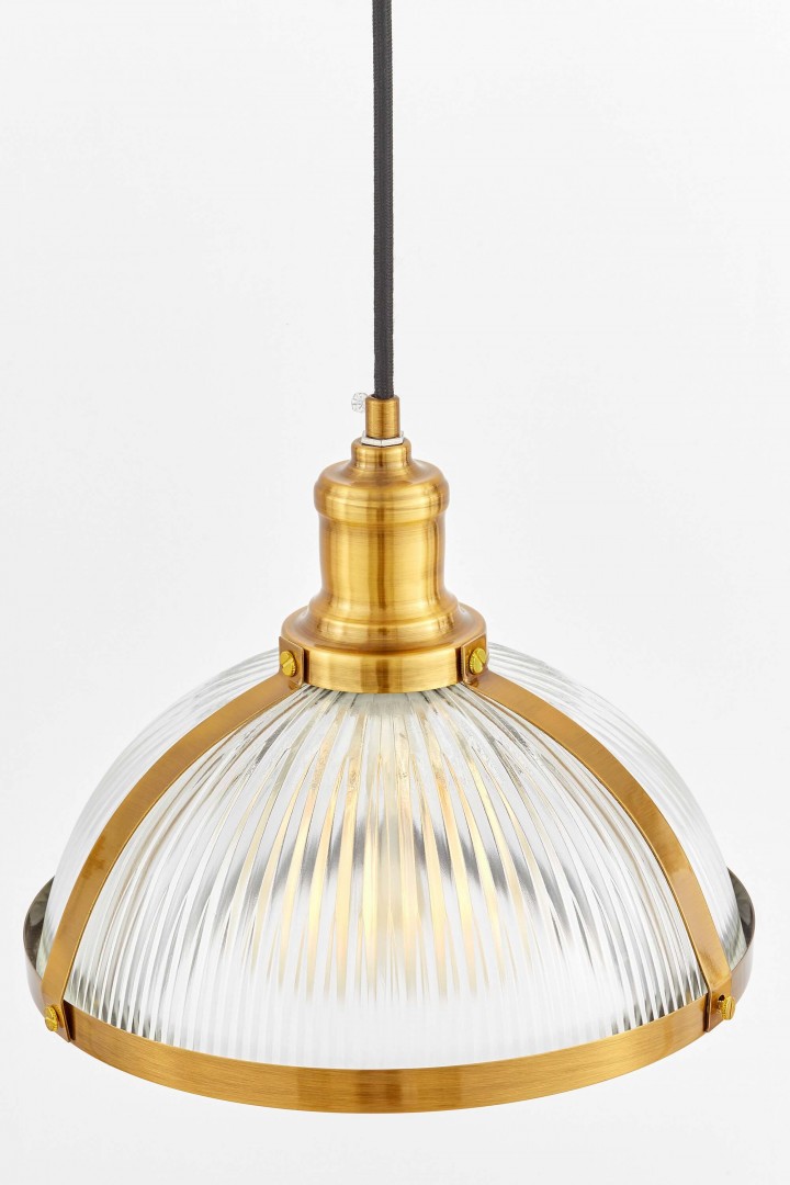 Szklany klosz i złote wykończenie lampy wiszącej Brico Lumina Deco