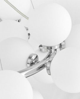 LAMPA WISZĄCA NOWOCZESNA CHROMOWANA BIAŁE KULE MARSIADA 25 LUMINA DECO