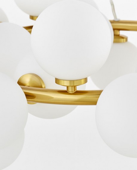 LAMPA WISZĄCA NOWOCZESNA MOSIĘŻNA BIAŁE KULE MARSIADA 25 LUMINA DECO