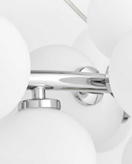 LAMPA WISZĄCA NOWOCZESNA CHROMOWANA BIAŁE KULE MARSIADA 25 LUMINA DECO