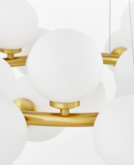 LAMPA WISZĄCA NOWOCZESNA MOSIĘŻNA BIAŁE KULE MARSIADA 25 LUMINA DECO
