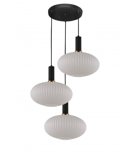 LAMPA WISZĄCA LOFT BIAŁO-CZARNA POTRÓJNA FLORI W3 LUMINA DECO