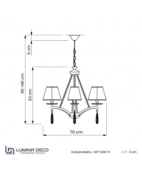 KLASYCZNY ŻYRANDOL KRYSZTAŁOWY ZŁOTY VALENTINA W6