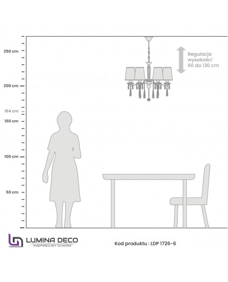 KLASYCZNY ŻYRANDOL KRYSZTAŁOWY KREMOWY ALESSIA W6