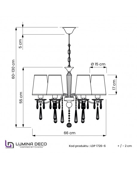 KLASYCZNY ŻYRANDOL KRYSZTAŁOWY KREMOWY ALESSIA W6