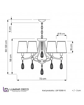 ŻYRANDOL KLASYCZNY KRYSZTAŁOWY CHROM DOMINNI W6 LUMINA DECO