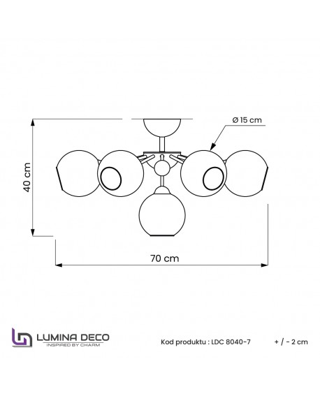 LAMPA SUFITOWA PLAFON ZŁOTY DEVOLI W7 LUMINA DECO