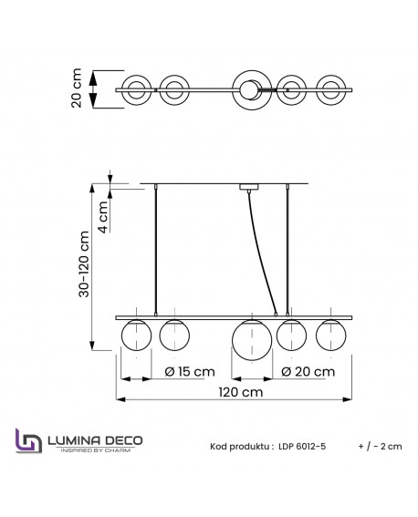 NOWOCZESNA LAMPA WISZĄCA CHROMOWANA BARISTICA W5 LUMINA DECO
