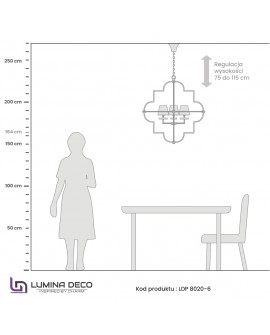 LAMPA WISZĄCA ŻYRANDOL NOWOCZESNY CZARNO-CHROMOWANY BALTIMORE W6 LUMINA DECO