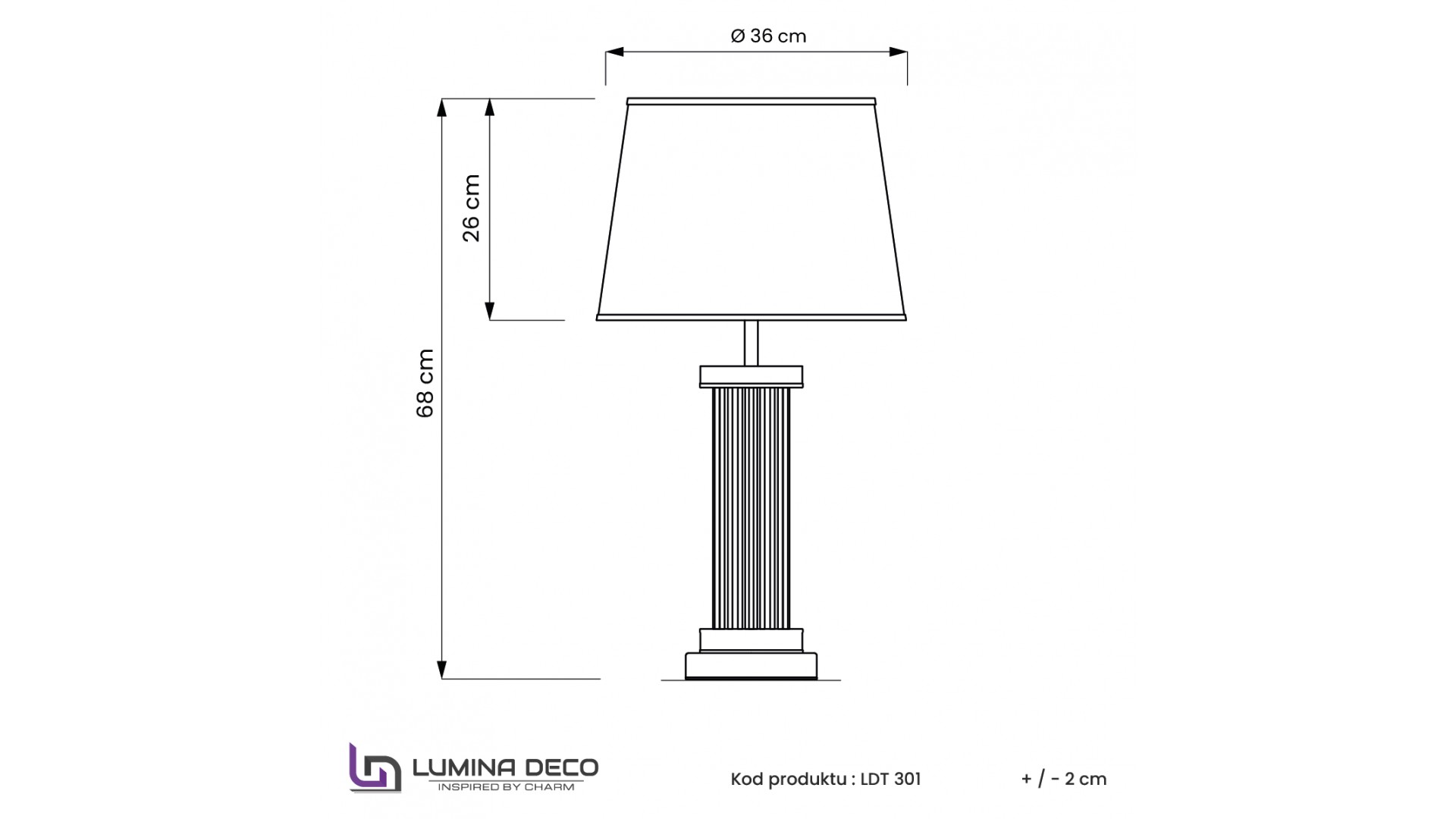 lampa stołowa glamour czarno złota szczotkowana la botte lumina deco rysunek techniczny lampy