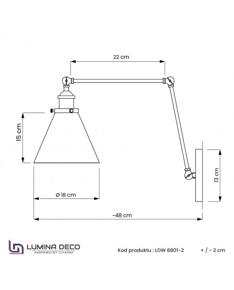 KINKIET LAMPA ŚCIENNA LOFT NUBI PRO W2 LUMINA DECO