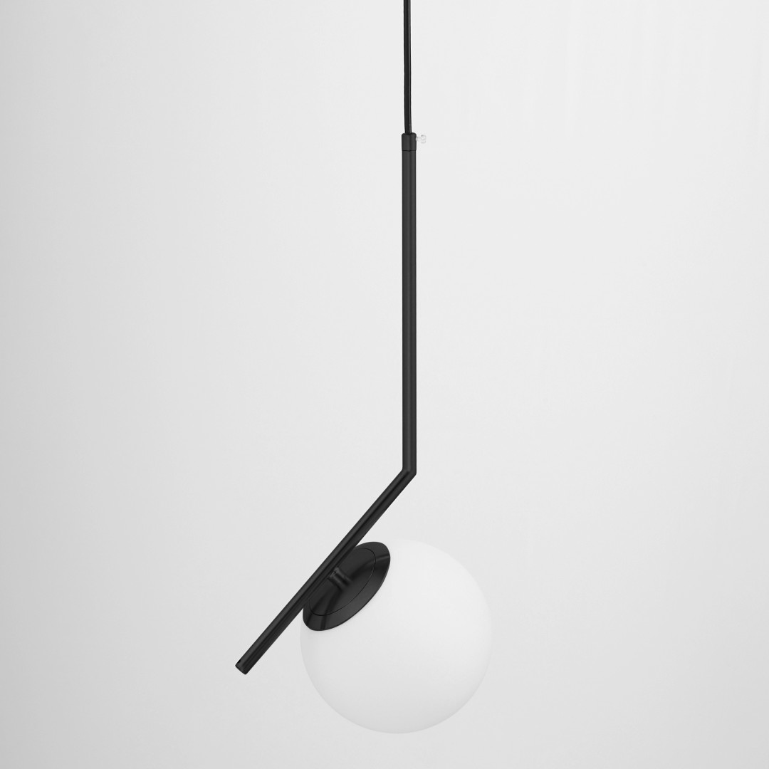 Czarna lampa wisząca z białym szkłem model SORENTO D15