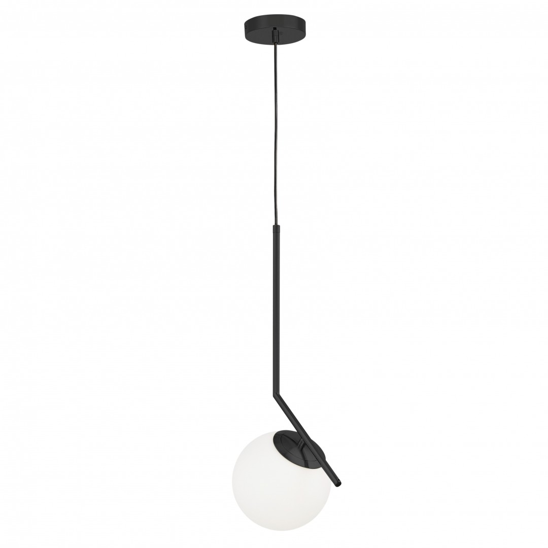 Lampa wisząca czarna biała kula ujęcie pełnej wysokości