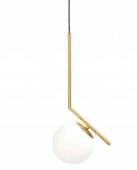 lampa wisząca w kolorze złota szczotkowanego z białą kulą sorento 15 lumina deco na białym tle