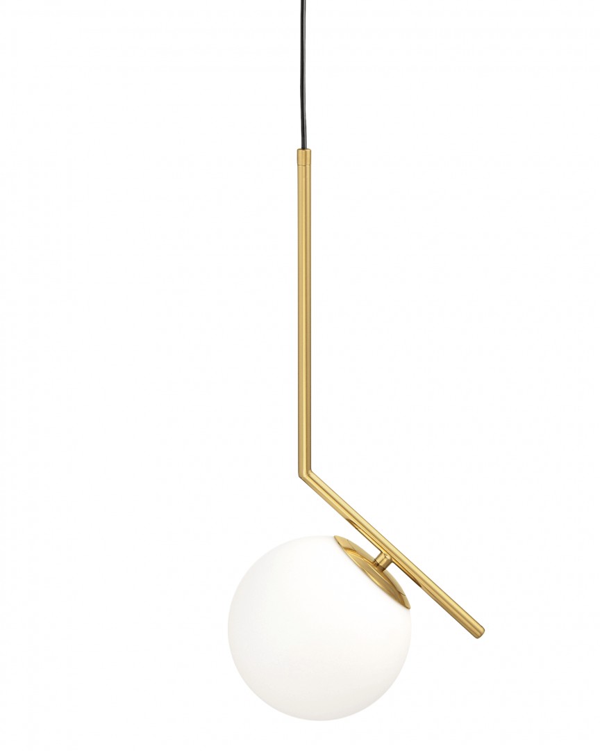 nowoczesna lampa wisząca w kolorze złota szczotkowanego sorento 15 z białą kulą w aranżacji wnętrza