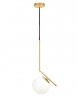 LAMPA WISZĄCA NOWOCZESNA ZŁOTO SZCZOTKOWANE BIAŁA KULA SORENTO 15