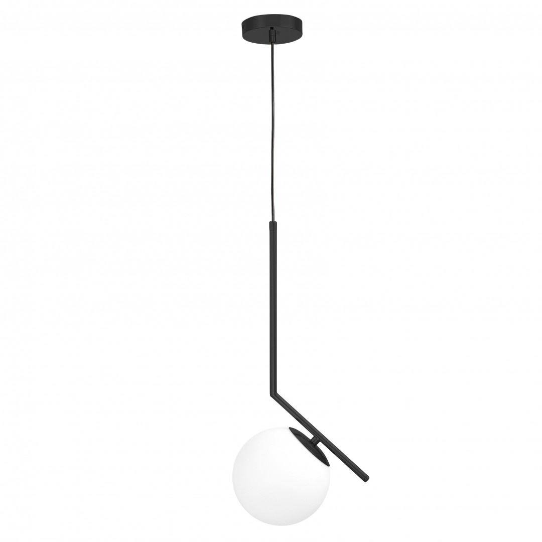 Nowoczesna lampa wisząca SORENTO D15 Lumina Deco z czarnym ramieniem i białą kulą