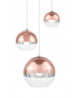 LAMPA WISZĄCA NOWOCZESNA RÓŻOWE ZŁOTO POTRÓJNA VERONI TRIO LUMINA DECO