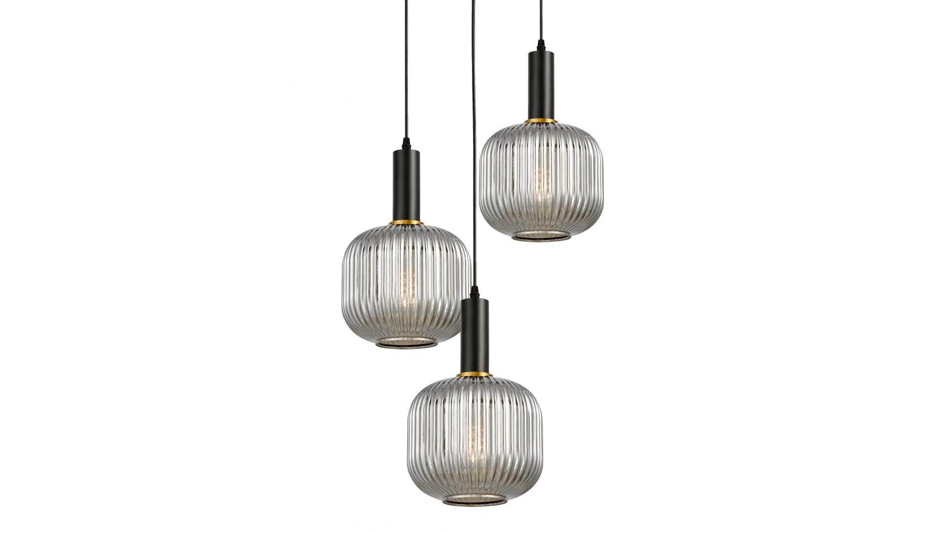 Lampa wisząca loft dymione szkło trzy klosze GATO W3