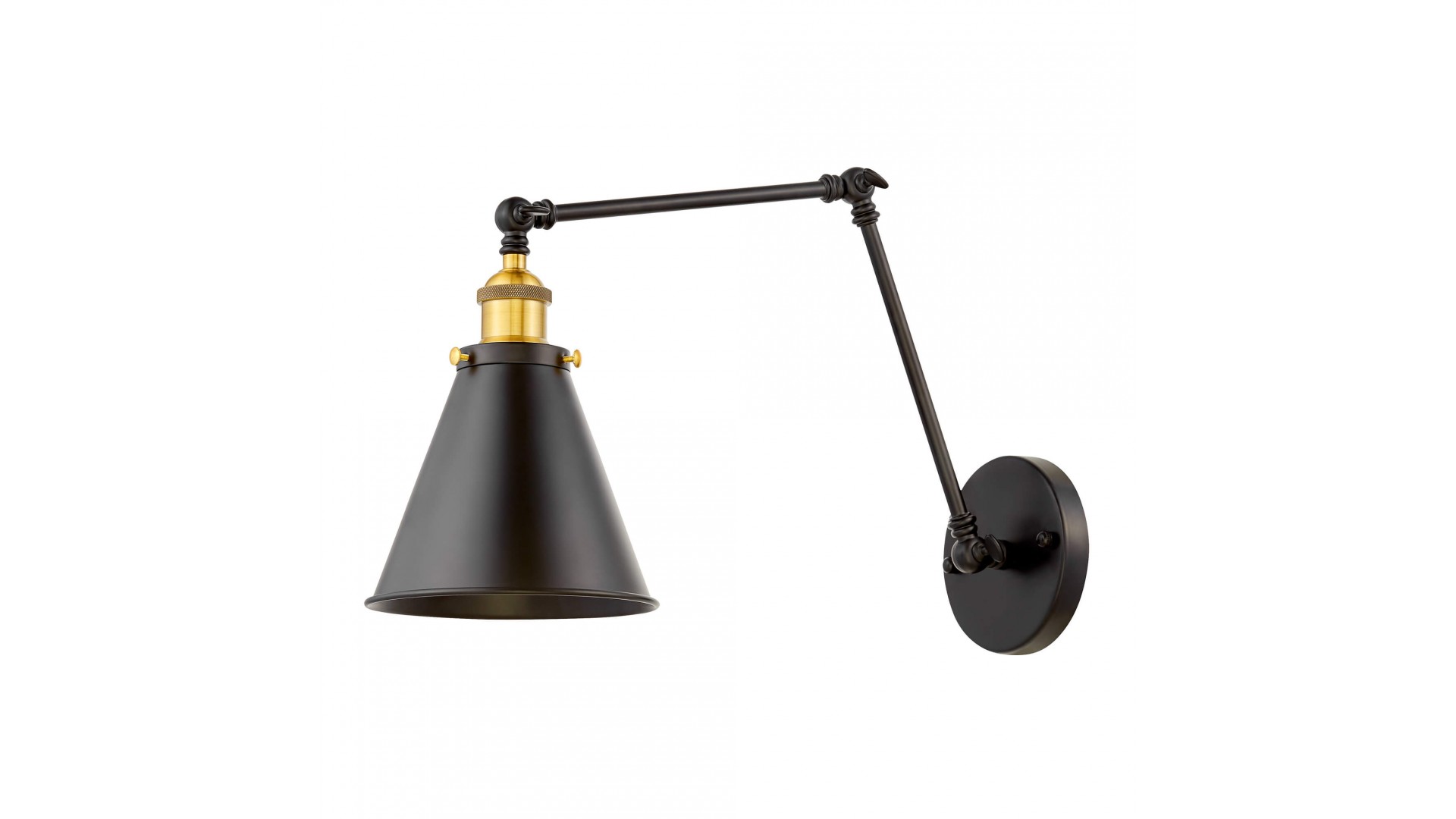 Czarny kinkiet loft rubi w2 lumina deco z regulowanym metalowym kloszem
