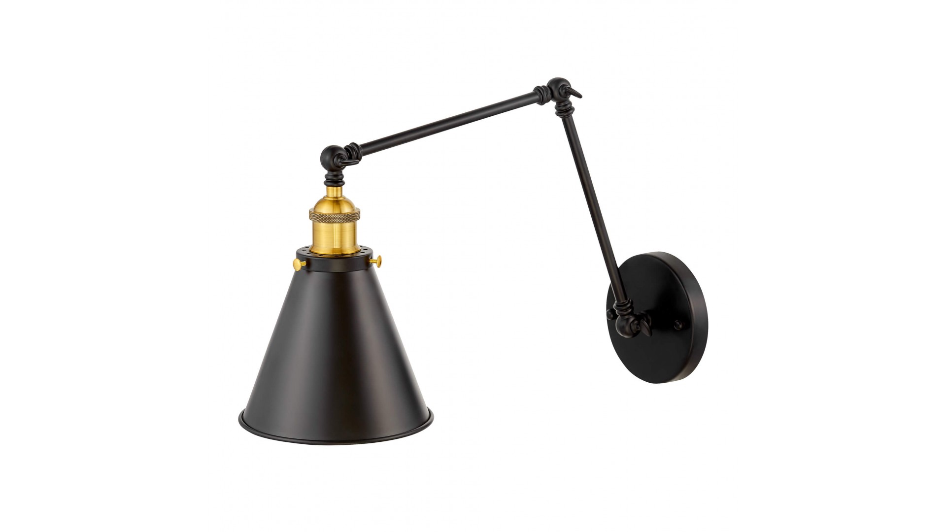 nowoczesna lampa ścienna rubi w2 czarna w industrialnym stylu z szerokim kloszem