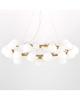Lampa wisząca złota szczotkowana Marsiada 40 Lumina Deco z białymi kulami na białym tle