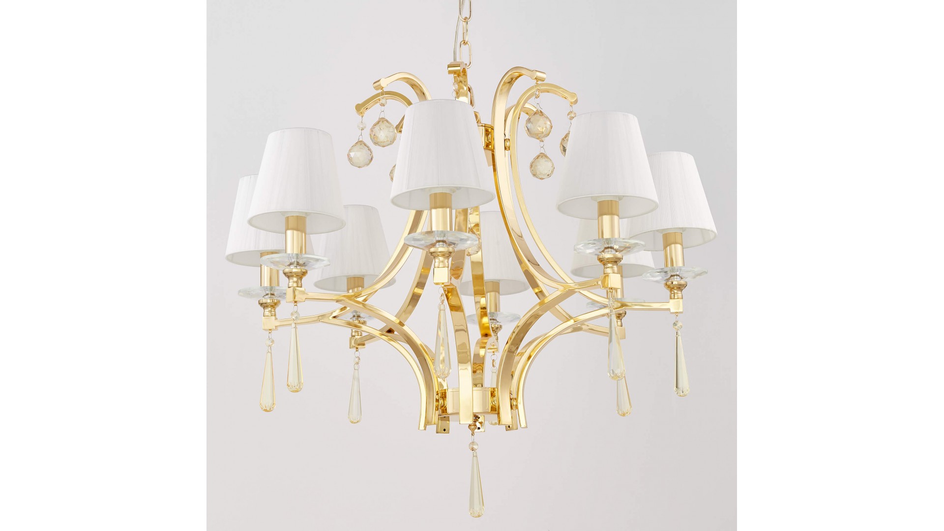 ŻYRANDOL KLASYCZNY KRYSZTAŁOWY ZŁOTY VENISIA W8 LUMINA DECO