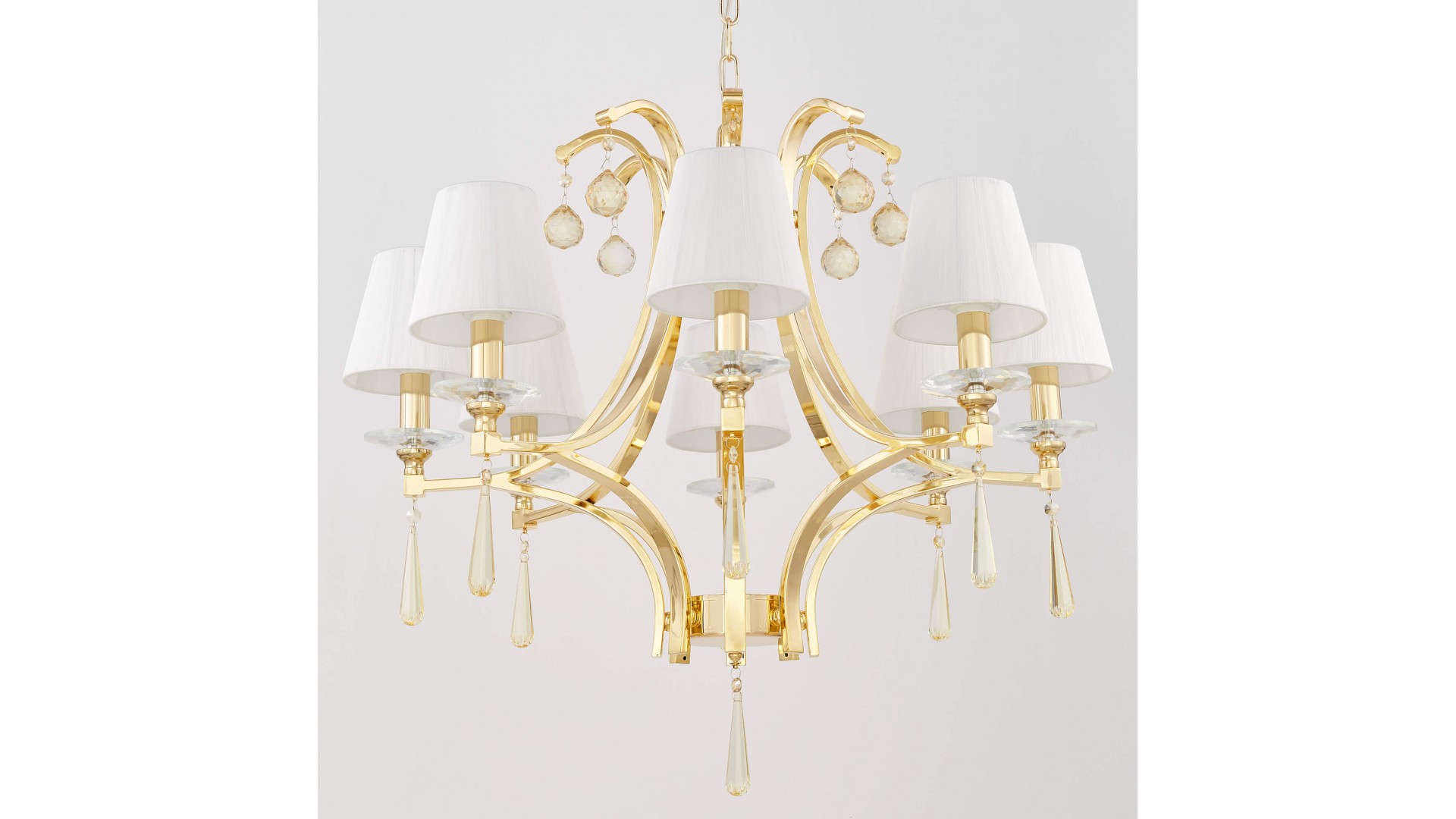ŻYRANDOL KLASYCZNY KRYSZTAŁOWY ZŁOTY VENISIA W8 LUMINA DECO
