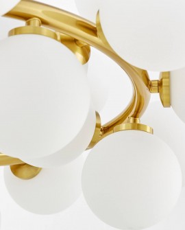 Lampa wisząca złota szczotkowana Marsiada 40 Lumina Deco z białymi kulami na białym tle