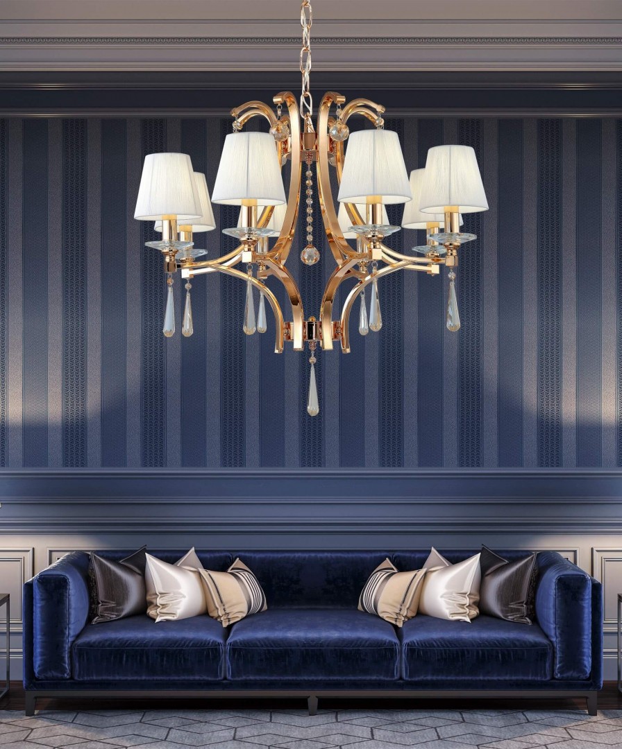 ŻYRANDOL KLASYCZNY KRYSZTAŁOWY ZŁOTY VENISIA W8 LUMINA DECO