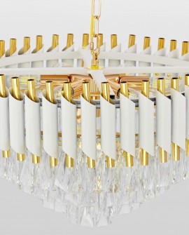 LAMPA WISZĄCA ŻYRANDOL KRYSZTAŁOWY BIAŁO-ZŁOTY MAZINI D50 LUMINA DECO