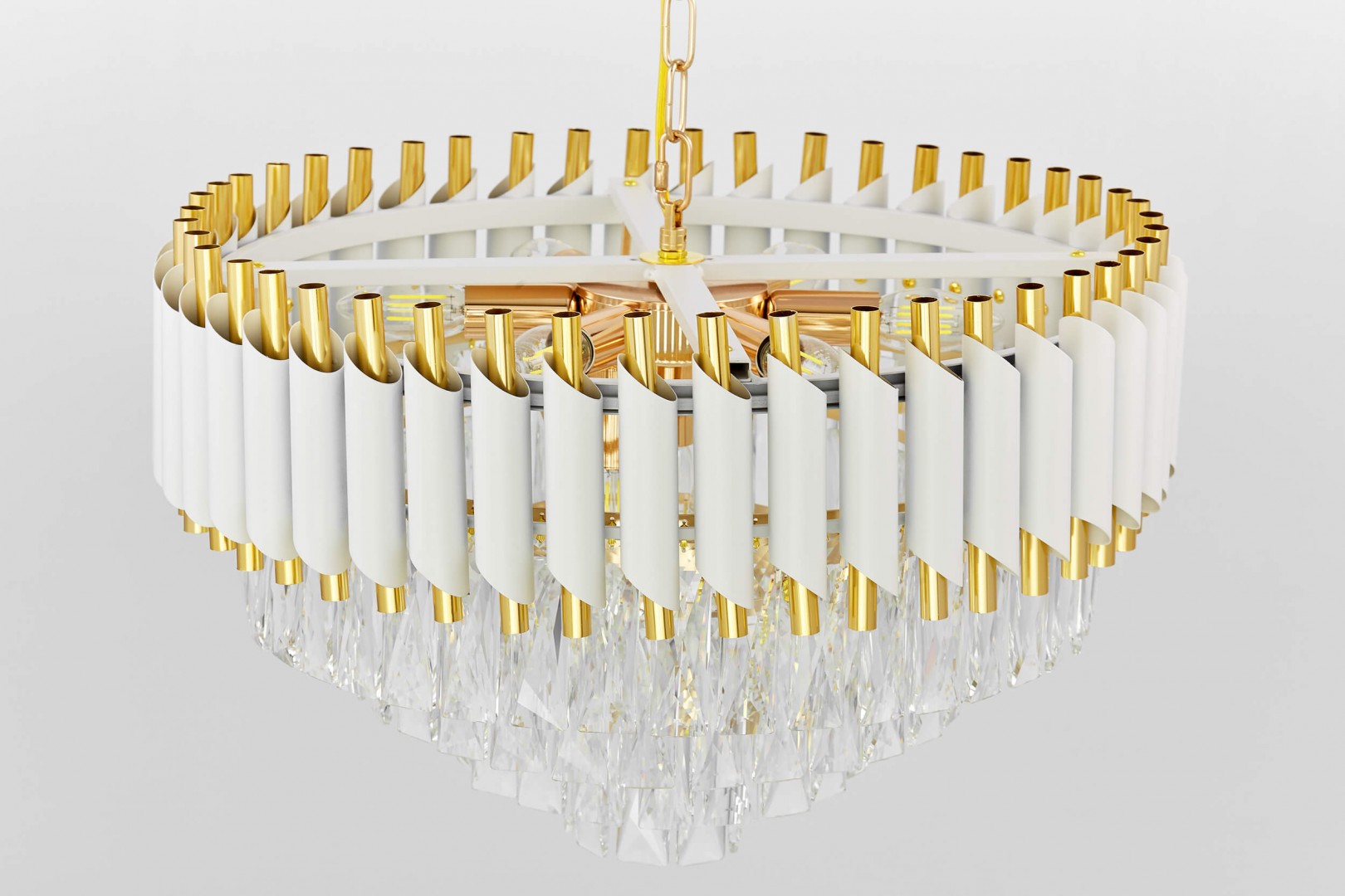 LAMPA WISZĄCA ŻYRANDOL KRYSZTAŁOWY BIAŁO-ZŁOTY MAZINI D50 LUMINA DECO