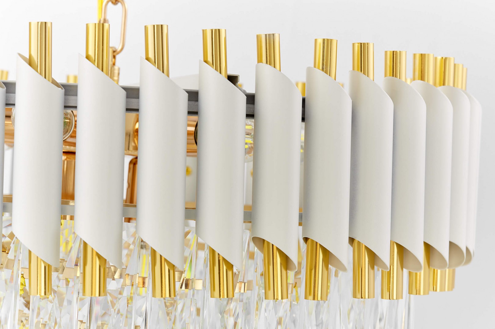 LAMPA WISZĄCA ŻYRANDOL KRYSZTAŁOWY BIAŁO-ZŁOTY MAZINI D50 LUMINA DECO