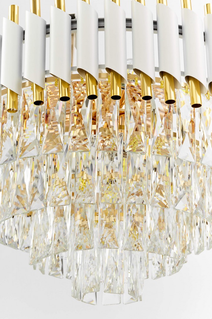 LAMPA WISZĄCA ŻYRANDOL KRYSZTAŁOWY BIAŁO-ZŁOTY MAZINI D50 LUMINA DECO