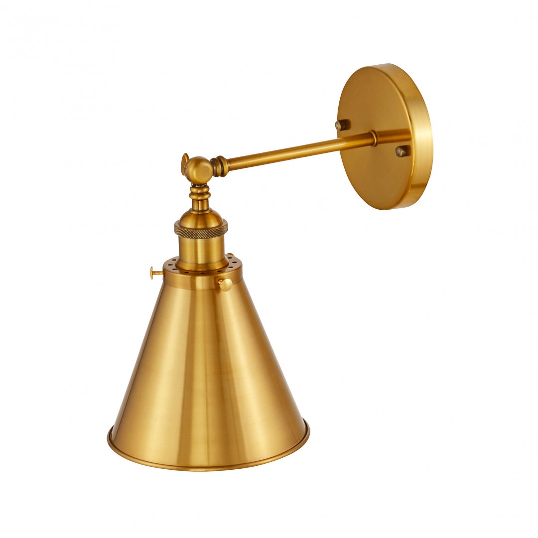 elegancka lampa ścienna rubi w1 złota szczotkowana w stylu loft z regulowanym ramieniem