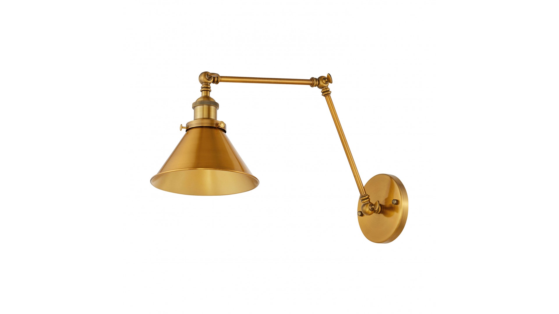 elegancka lampa ścienna gubi w2 złota szczotkowana w stylu loft z szerokim metalowym kloszem