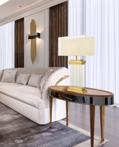 LAMPA NOCNA GLAMOUR KREMOWO-MOSIĘŻNA DAVOS LUMINA DECO