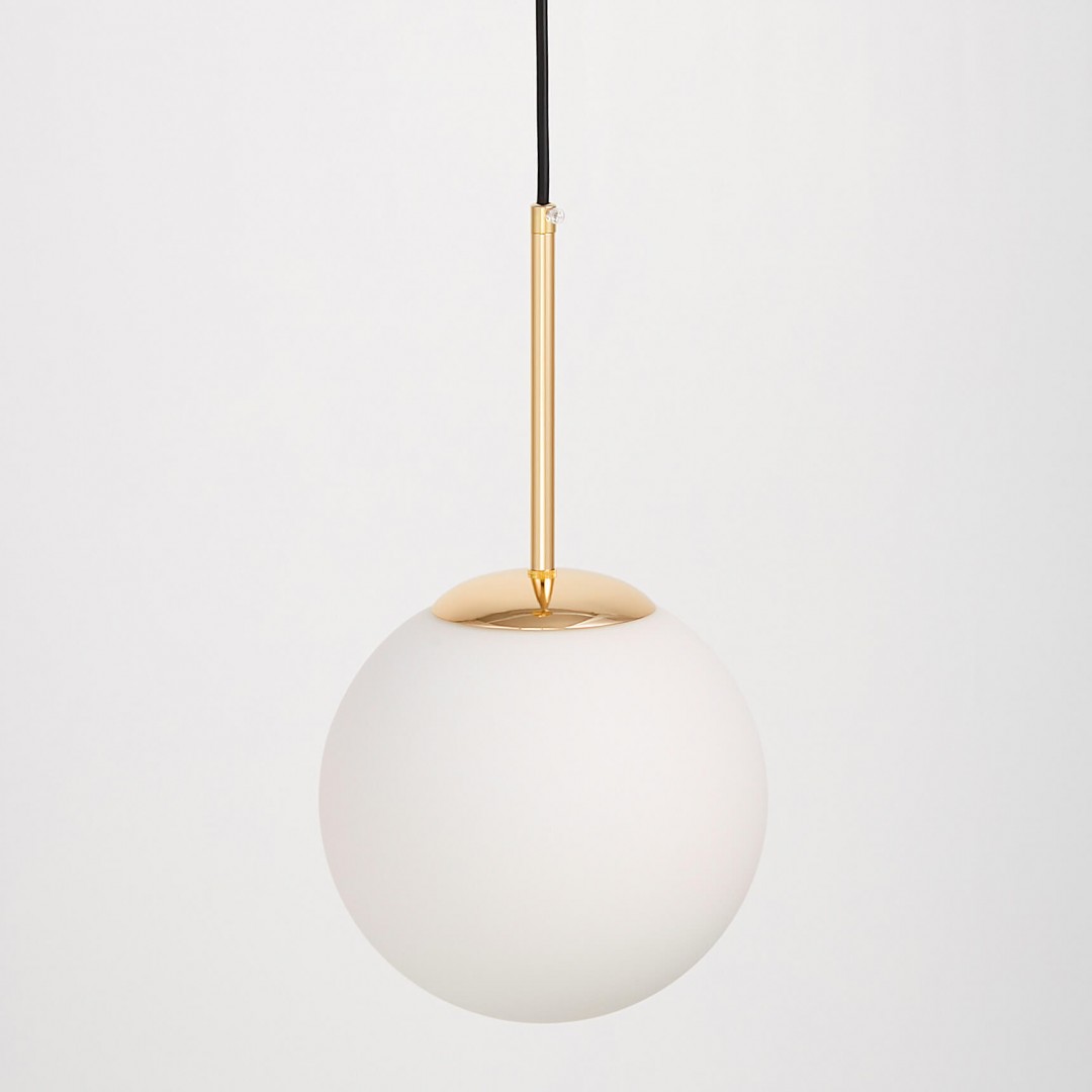 LAMPA WISZĄCA NOWOCZESNA ZŁOTA BIAŁA KULA FREDICA 20 LUMINA DECO