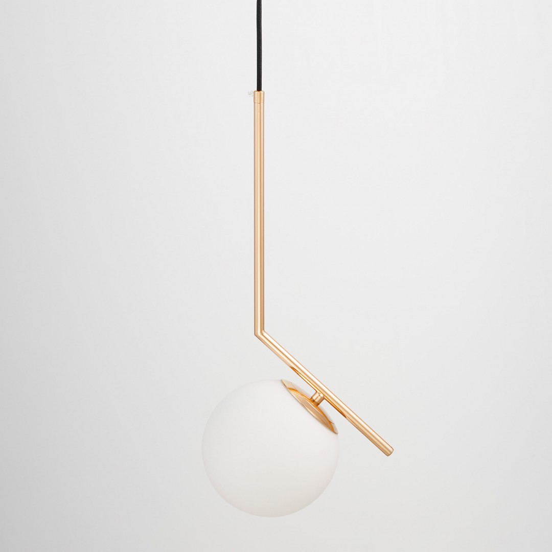 LAMPA WISZĄCA NOWOCZESNA ZŁOTA BIAŁA KULA SORENTO 15 LUMINA DECO